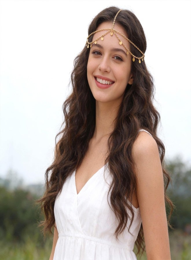 Psiriol Gold Sequins Head Chain Jewelry, Bohemian Headbands, Festival Prom Costume Hair Accessories, Fashion Headbands Headpieces, Bridal Layered Hair Chain, Halloween Hairs Accessories for Women - Image 4
